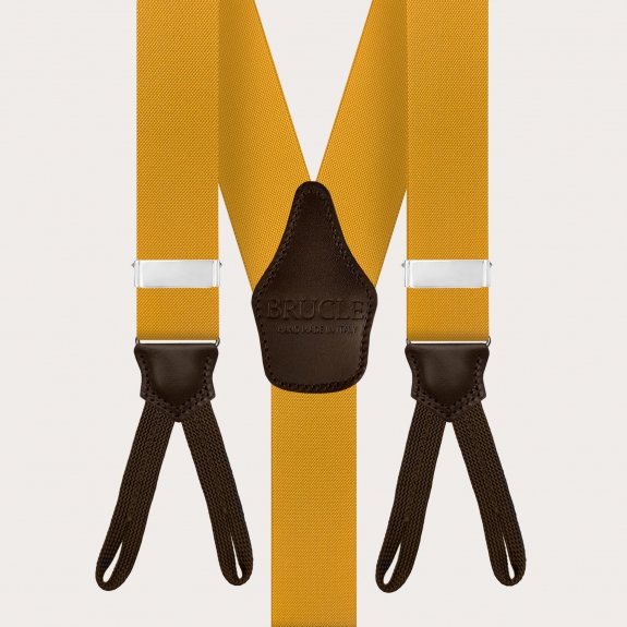 Mustard yellow suspenders with button loops