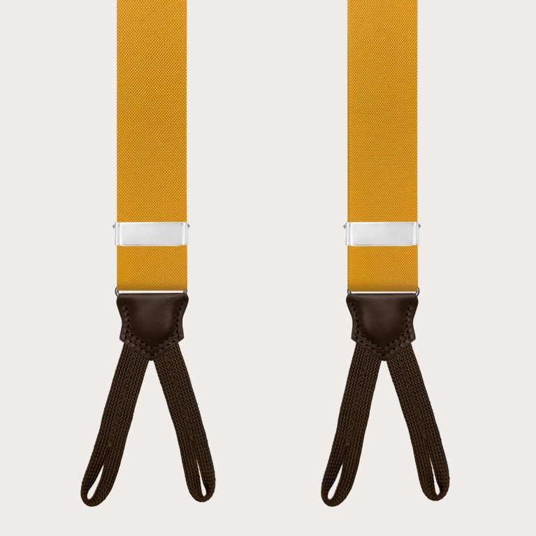 Mustard yellow suspenders with button loops