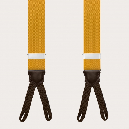 Mustard yellow suspenders with button loops