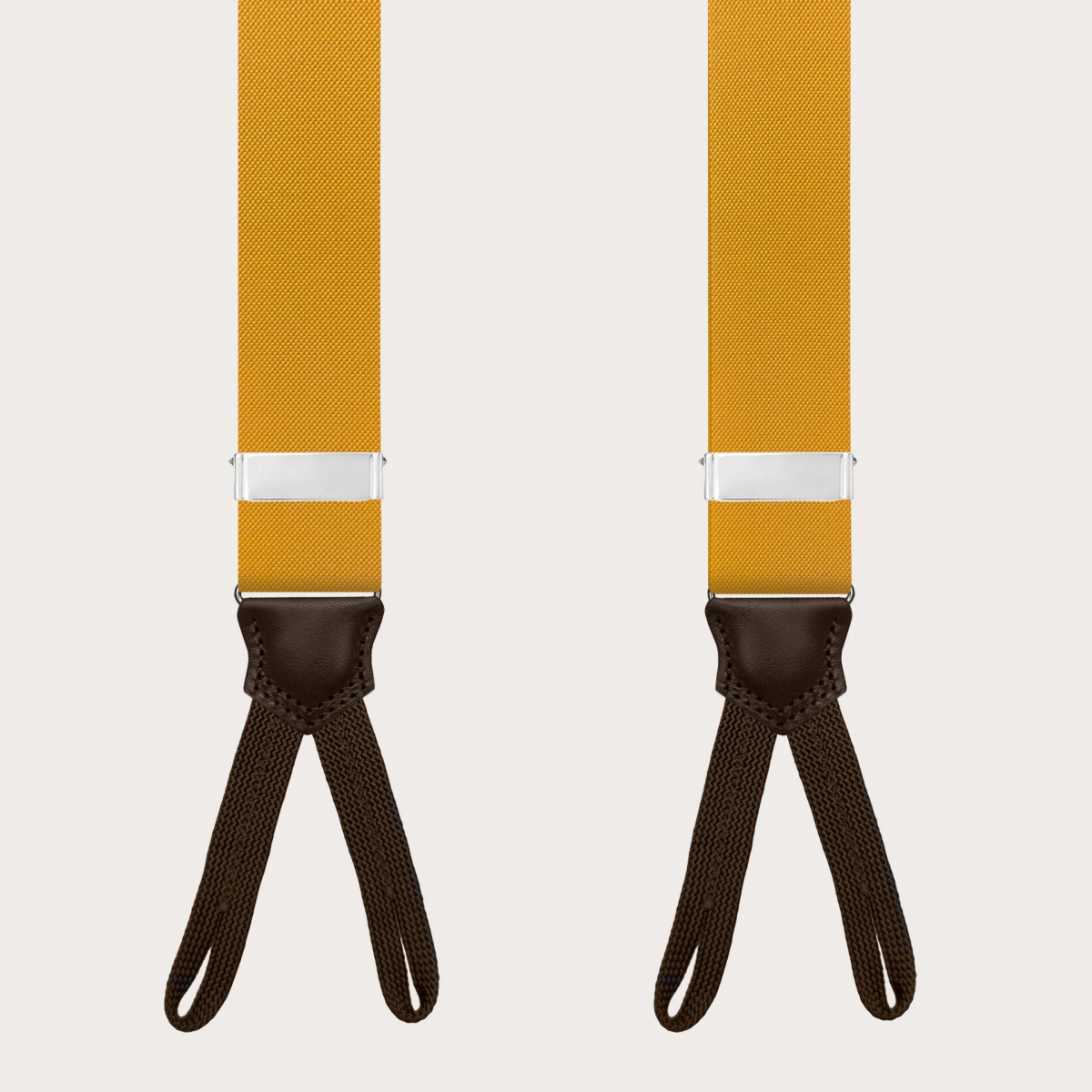 Mustard yellow suspenders with button loops
