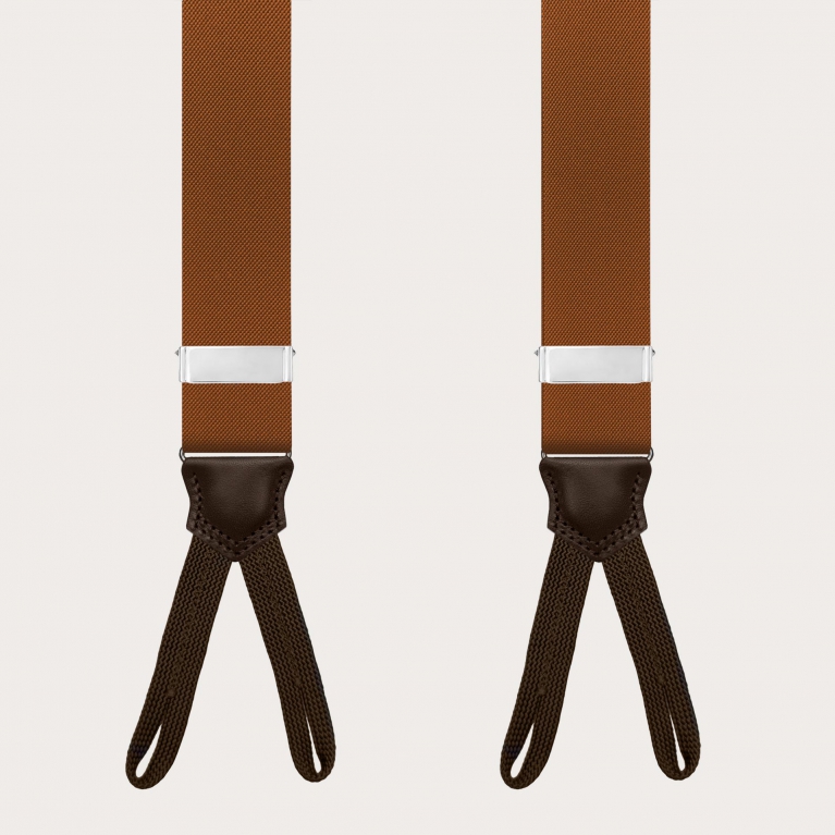 Brown suspenders with button loops