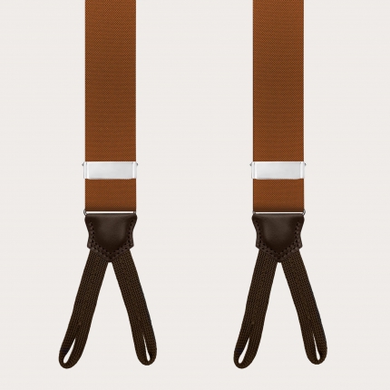 Brown suspenders with button loops
