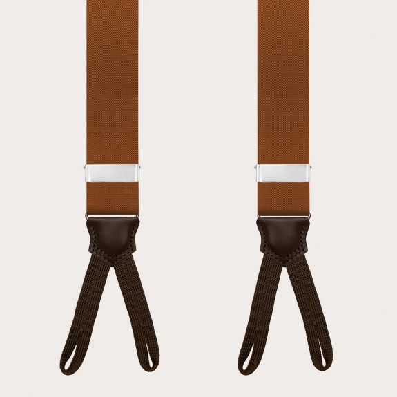 Brown suspenders with button loops