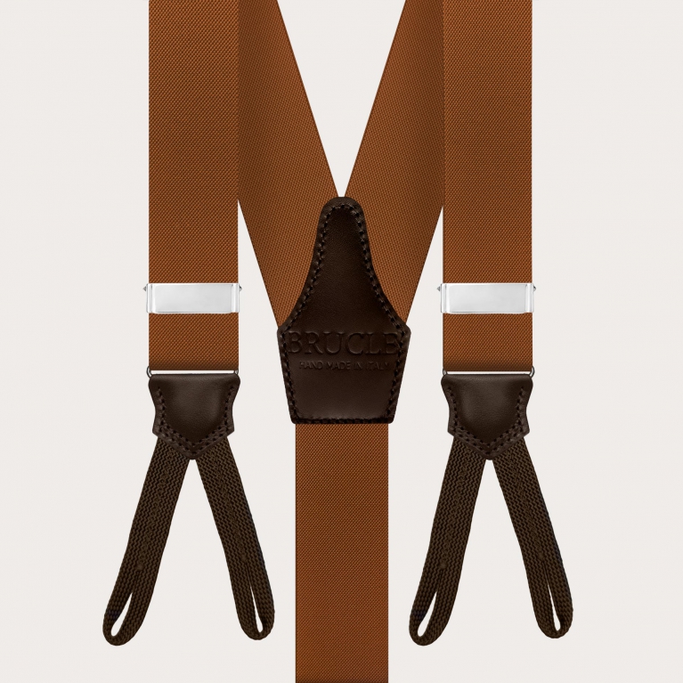 Brown suspenders with button loops