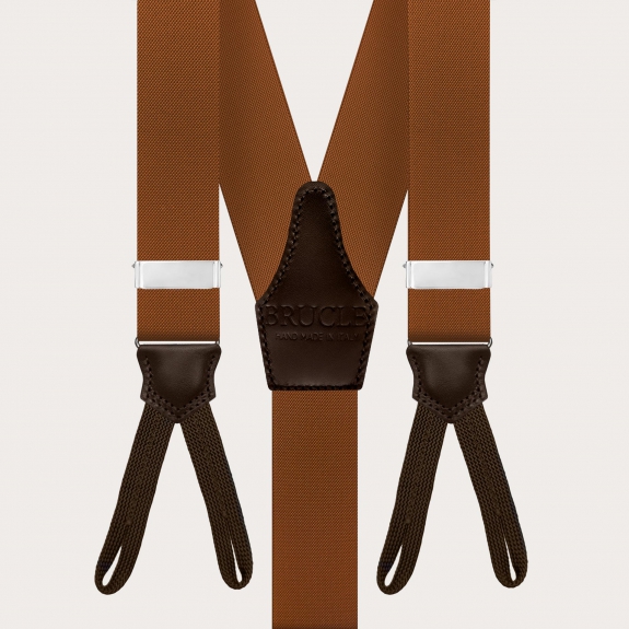 Brown suspenders with button loops