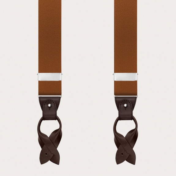 Men’s brown suspenders dual use clips or buttons