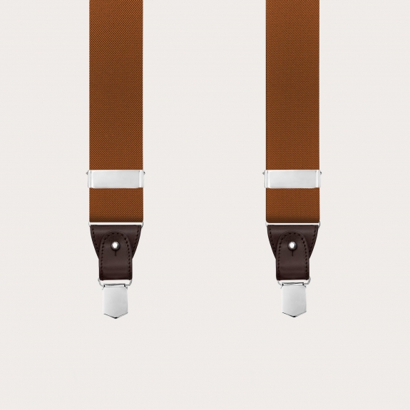 Men’s brown suspenders dual use clips or buttons