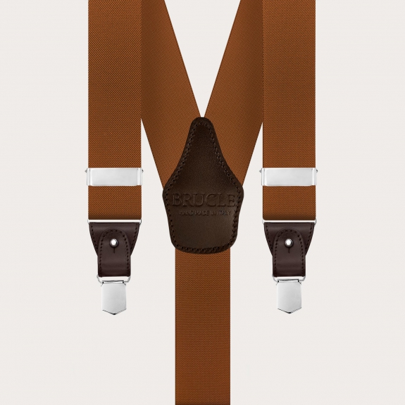 Men’s brown suspenders dual use clips or buttons