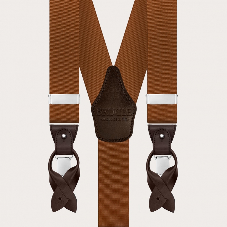 Men’s brown suspenders dual use clips or buttons