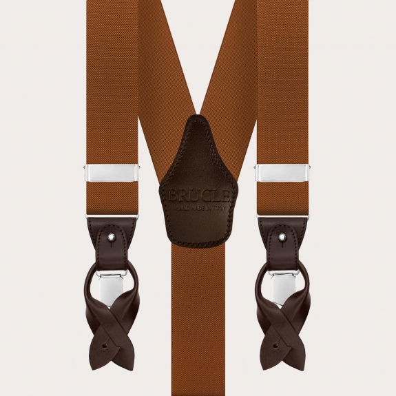 Men’s brown suspenders dual use clips or buttons