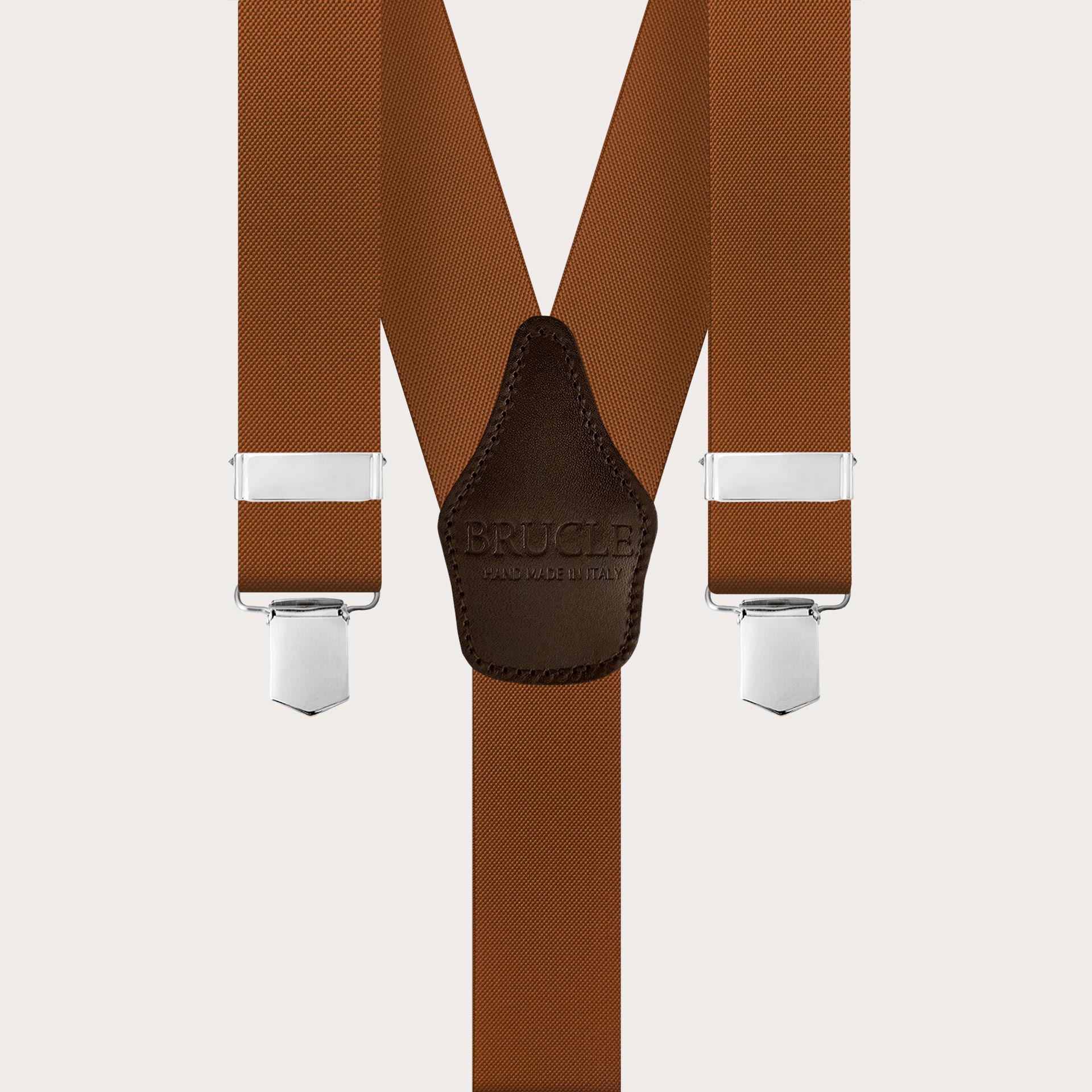 Unisex brown suspenders with 3 clips