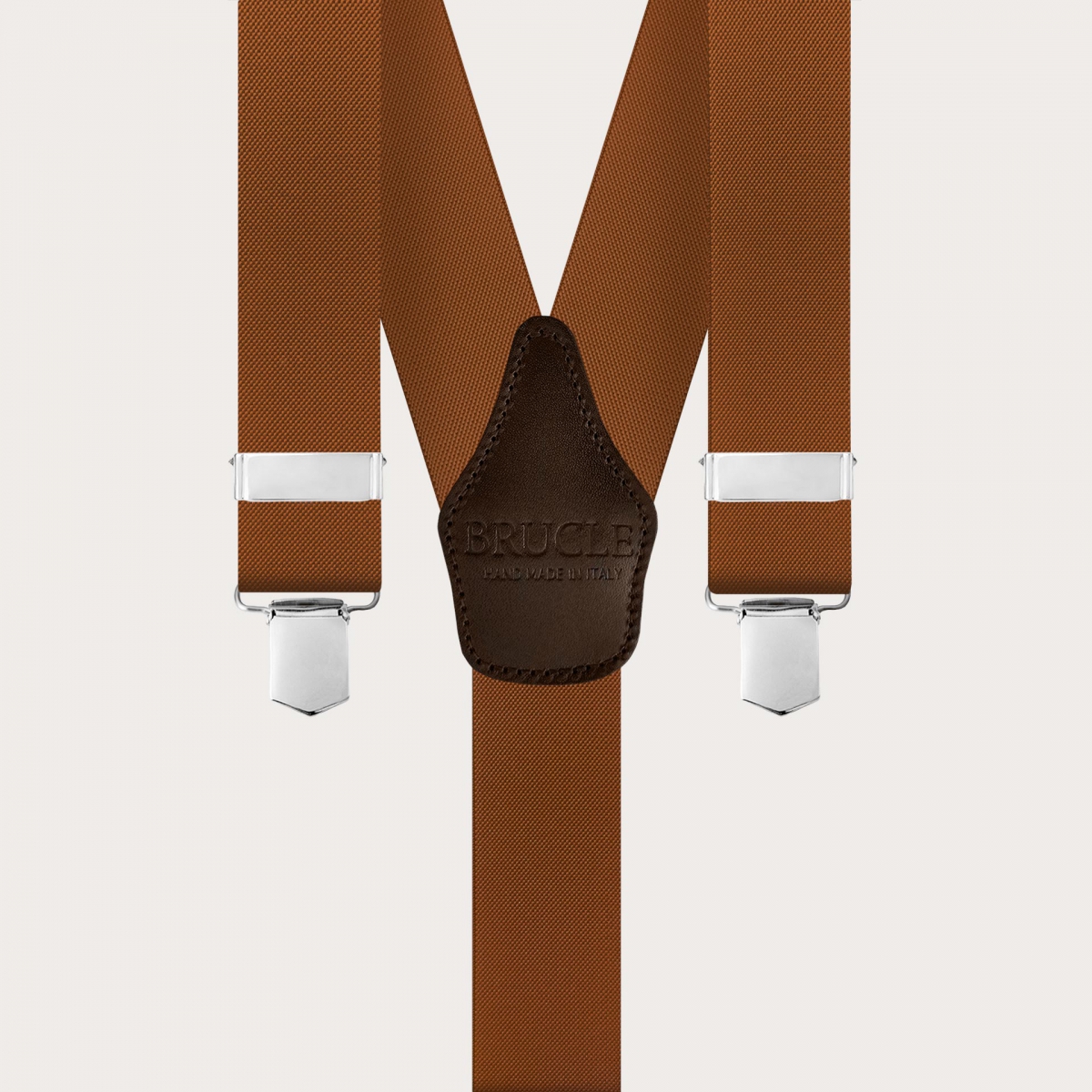 Unisex brown suspenders with 3 clips