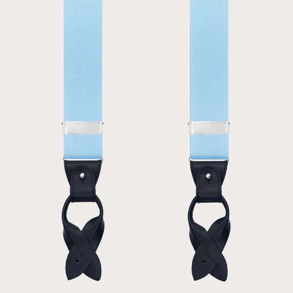 Y-shaped elastic light blue suspenders