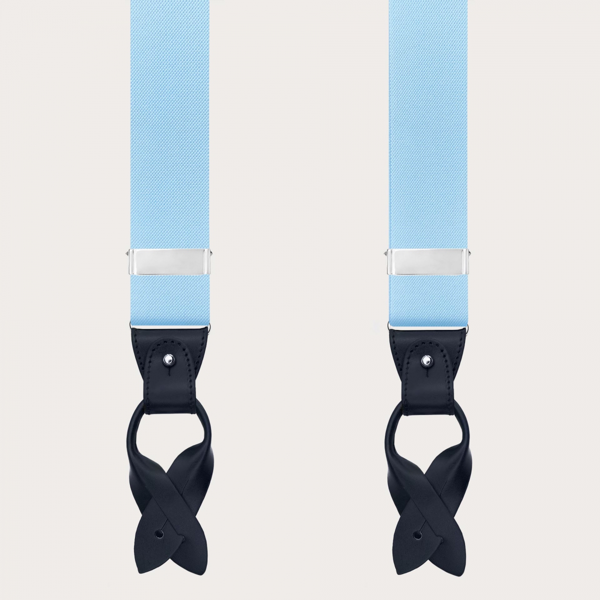 Y-shaped elastic light blue suspenders