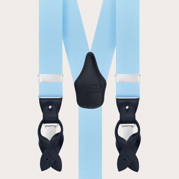 Y-shaped elastic light blue suspenders