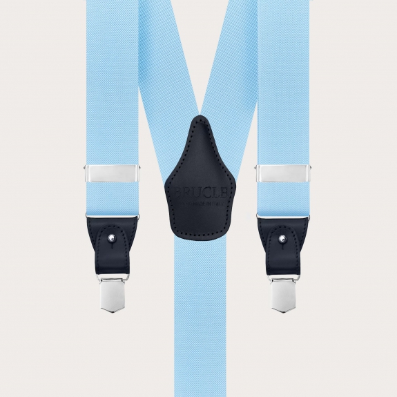 Y-shaped elastic light blue suspenders