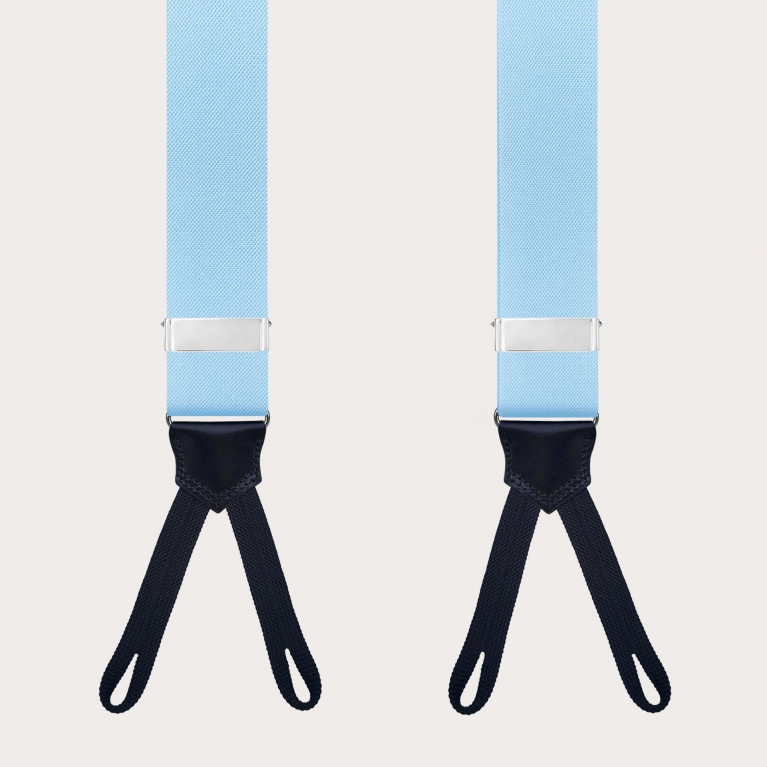 Light blue suspenders with braid end