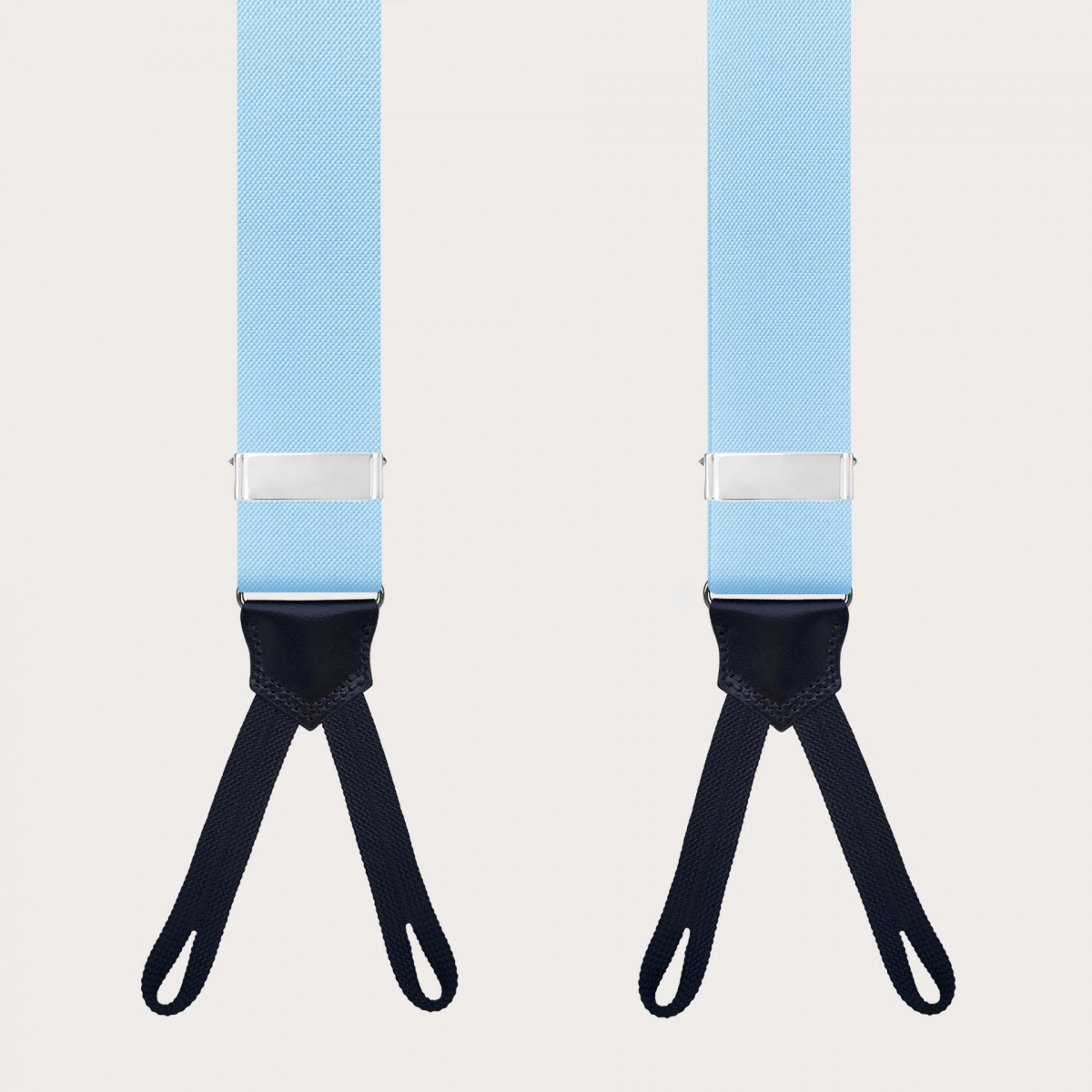 Light blue suspenders with braid end