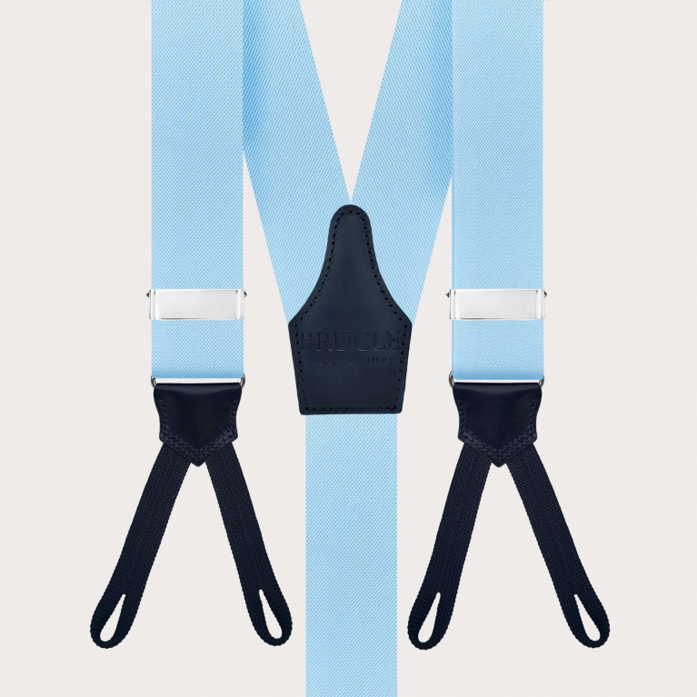 Light blue suspenders with braid end