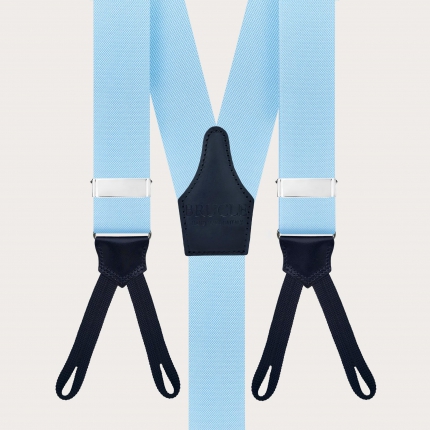Light blue suspenders with braid end