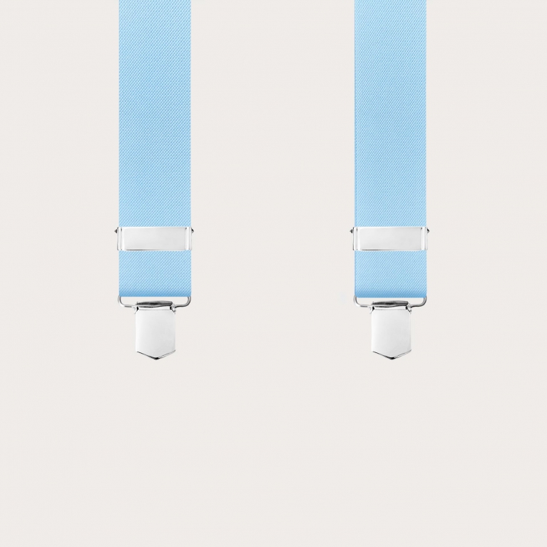 Light blue unisex Y-shaped suspenders