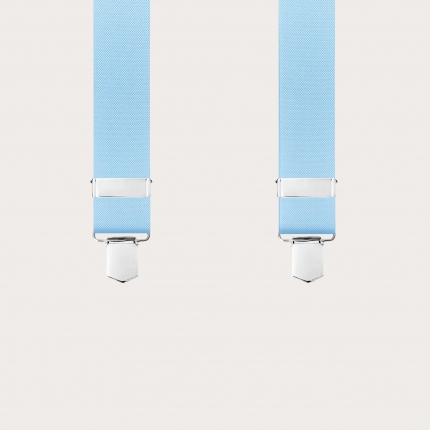 Light blue unisex Y-shaped suspenders