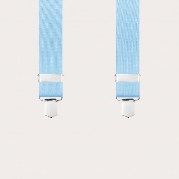 Light blue unisex Y-shaped suspenders