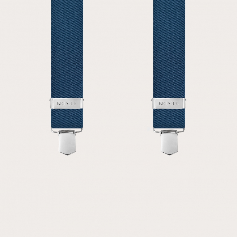 Air force blue suspenders with 4 clips
