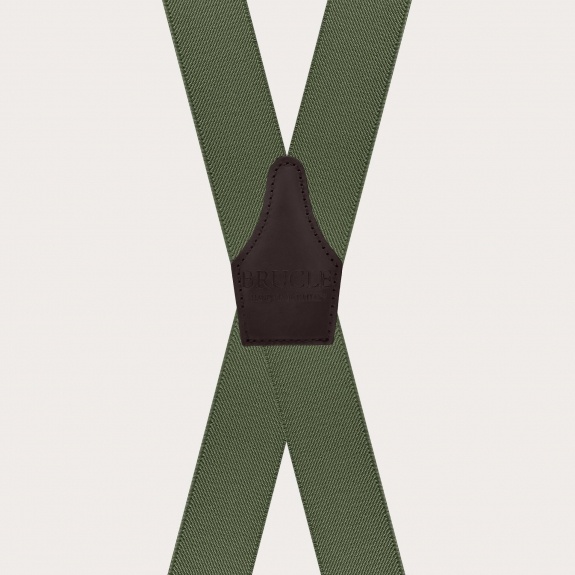 Bretelles vert olive en X avec 4 pinces