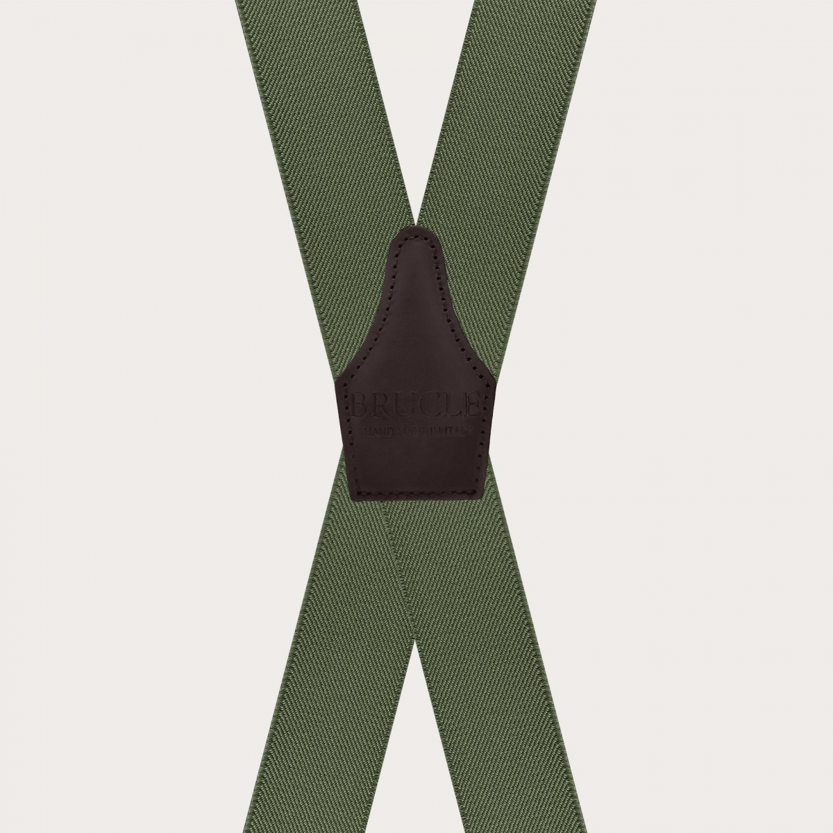 Bretelle verdi oliva a X con 4 clip