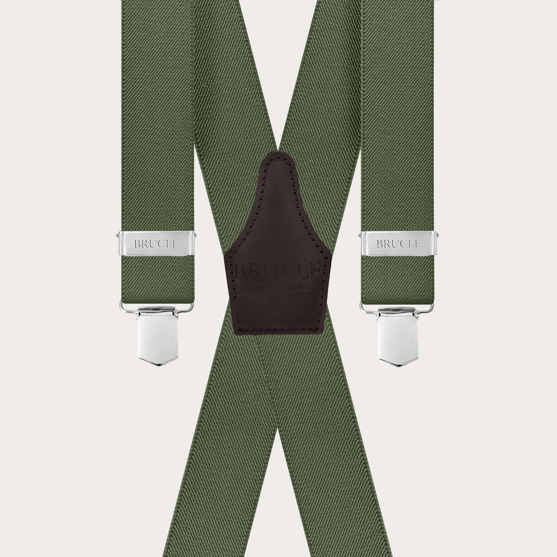 Tirantes verde oliva en X con 4 clips