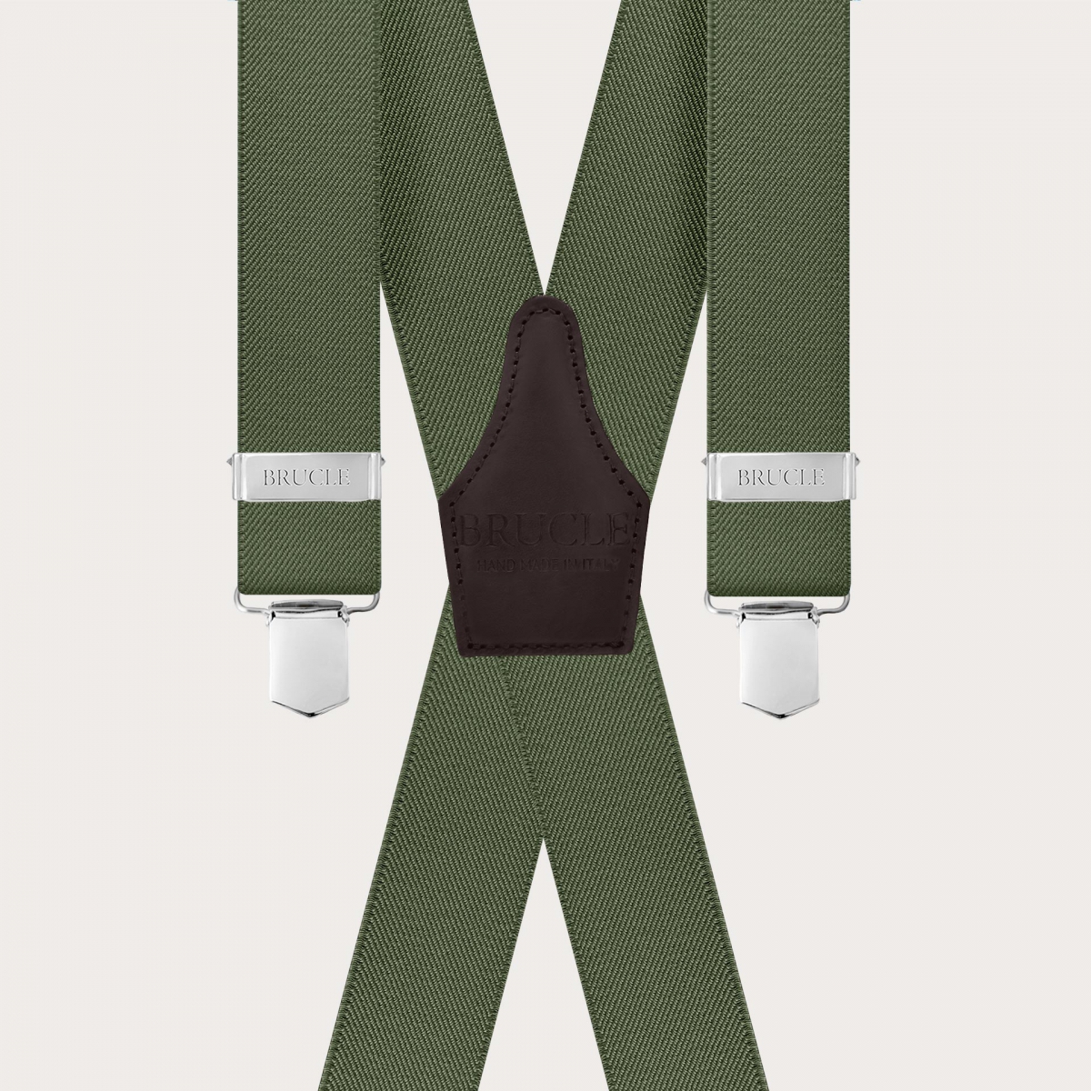 Tirantes verde oliva en X con 4 clips