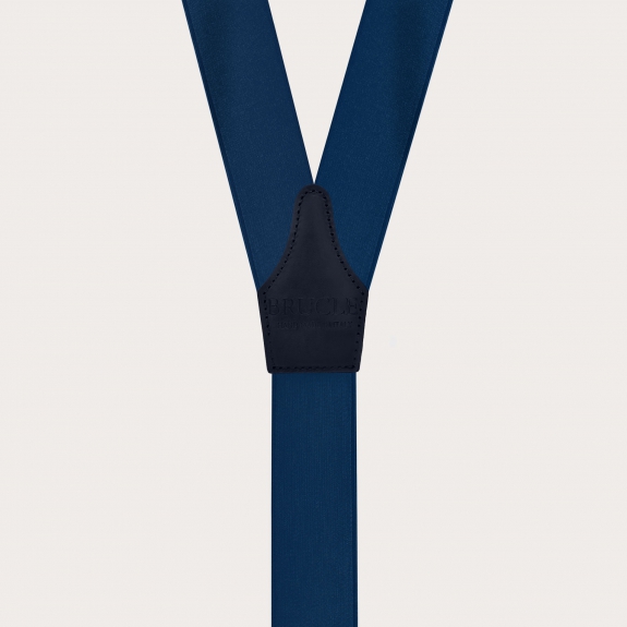 Eleganti bretelle a X blu in raso elastico