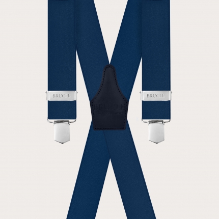 Elegante blaue elastische Satin-Y-Hosenträger