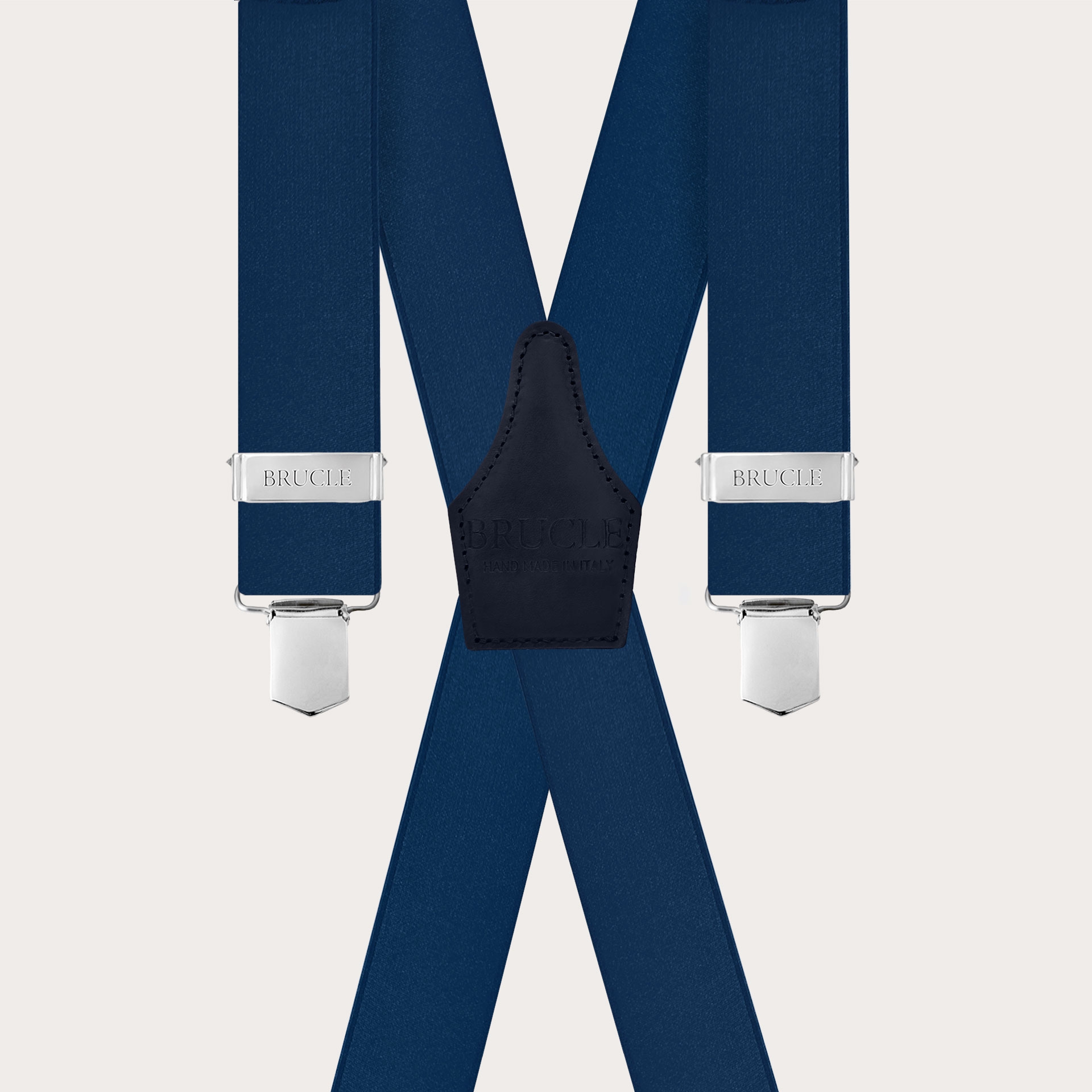 Elegante blaue elastische Satin-Y-Hosenträger