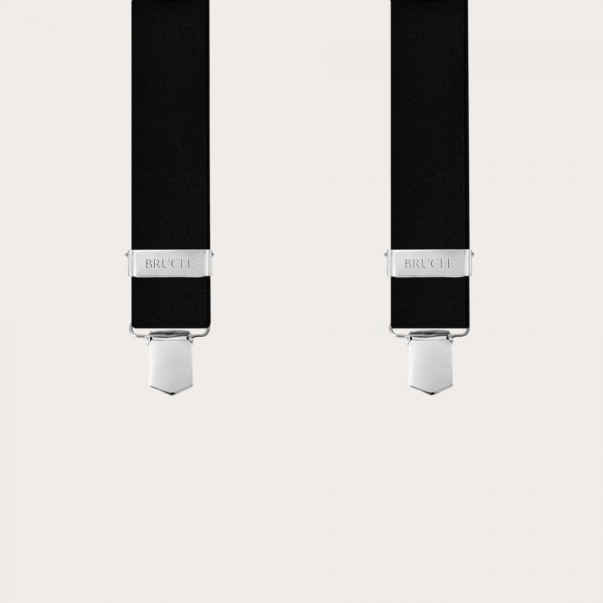 Black X-shaped satin elastic suspenders