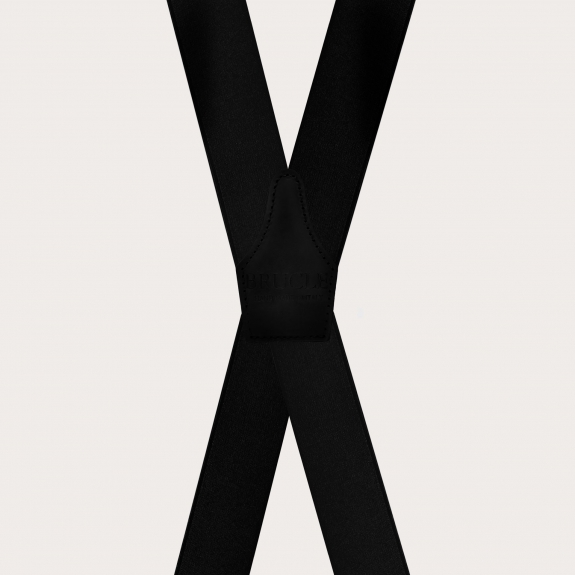 Bretelles noires en satin élastique en forme de X