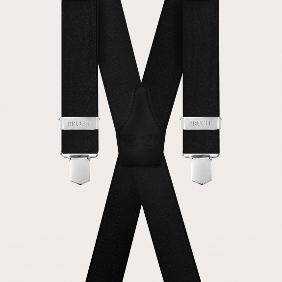 Schwarze X-förmige elastische Satin-Hosenträger