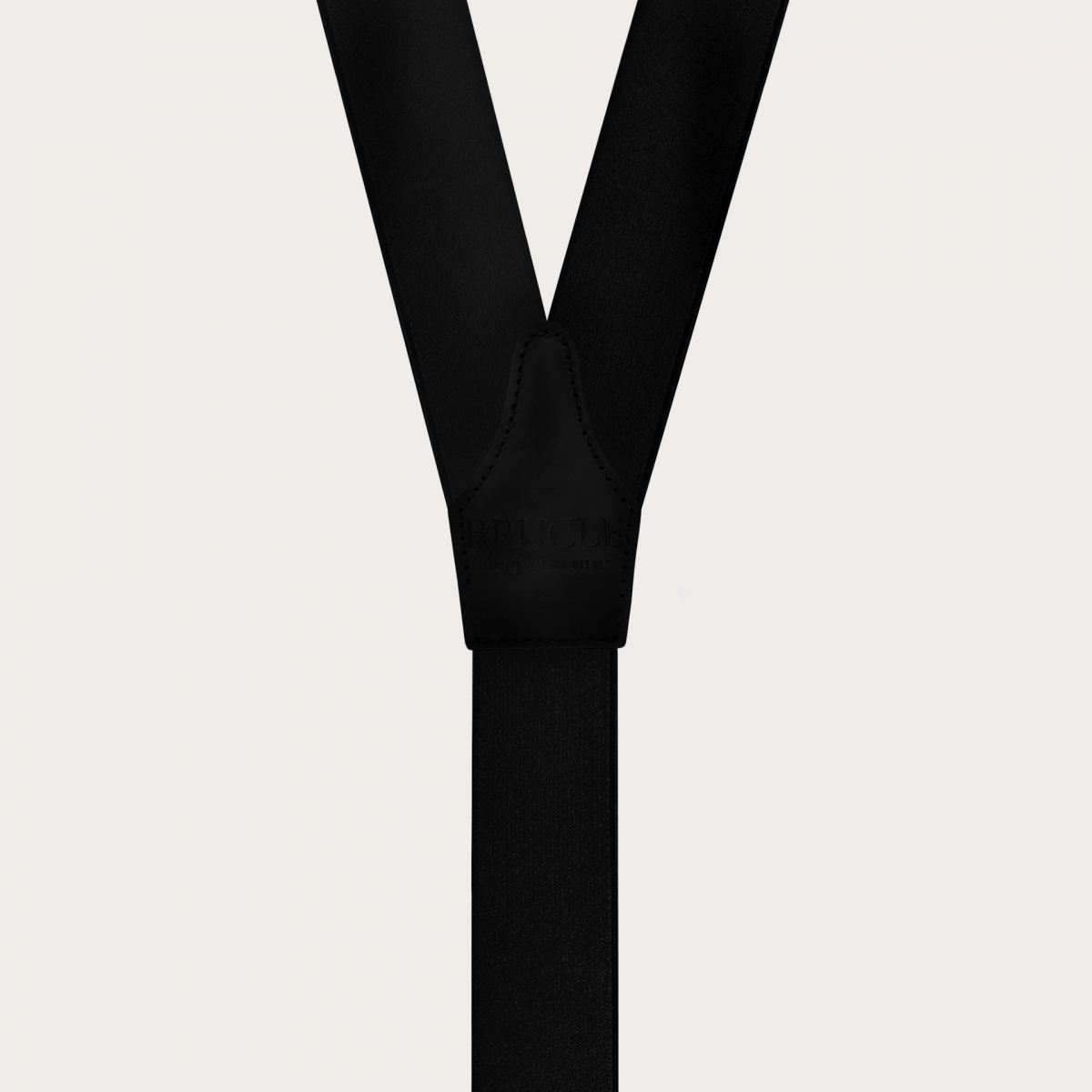 Unisex black satin elastic suspenders with clip fastening