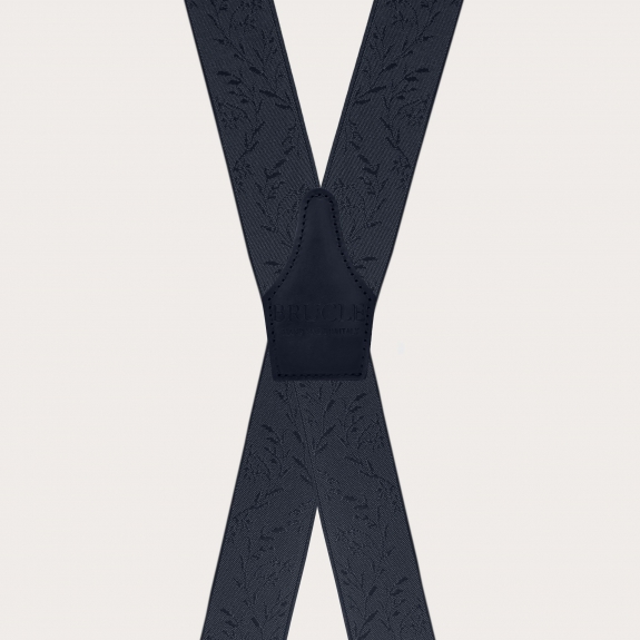 Elegante blaue X-Hosenträger mit Blumenmuster