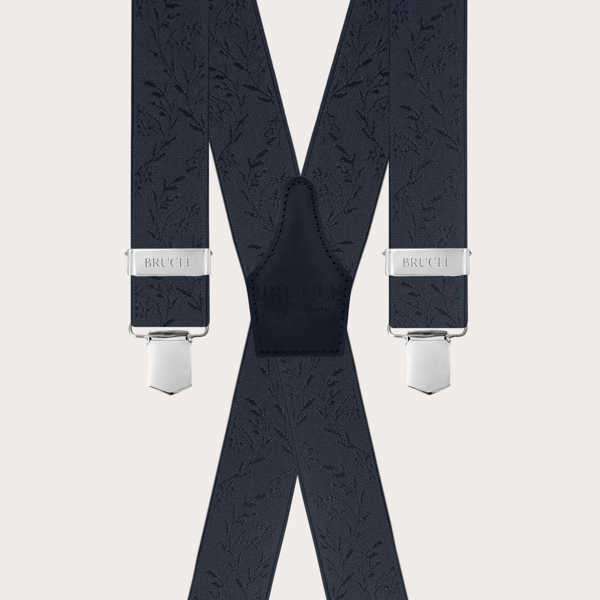 Elegante blaue X-Hosenträger mit Blumenmuster