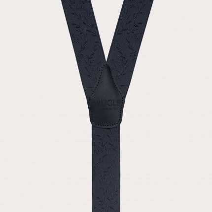 Bretelle unisex blu in raso con fantasia floreale