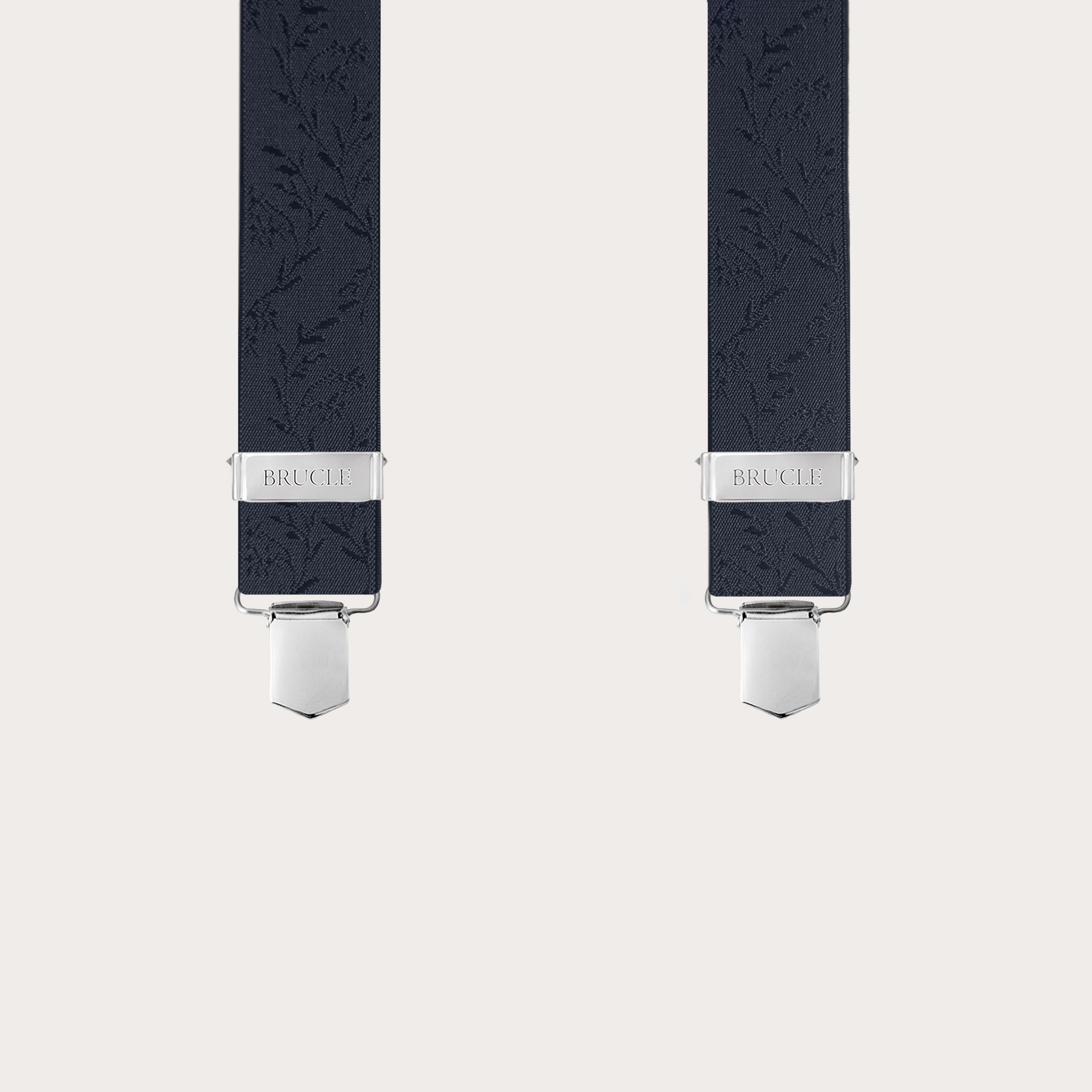 Unisex Hosenträger aus blauem Satin mit Blumenmuster