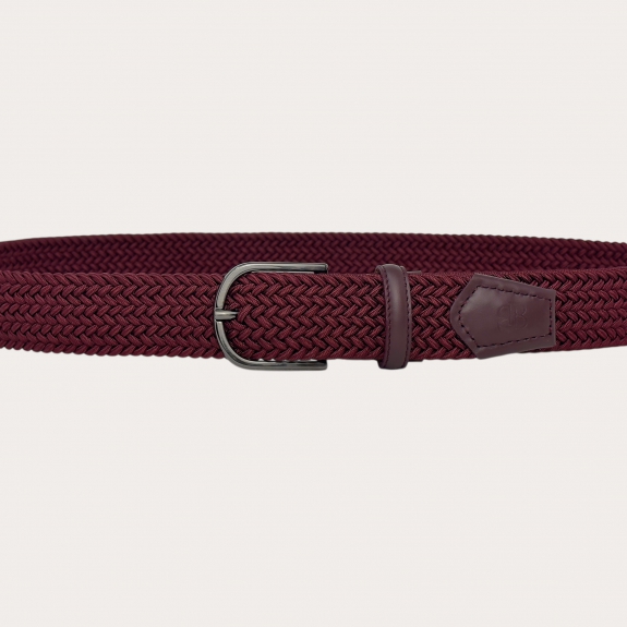 Ceinture élastique tressée bordeaux