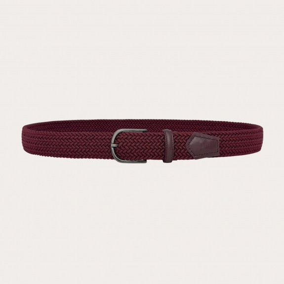 Woven elastic belt in bordeaux
