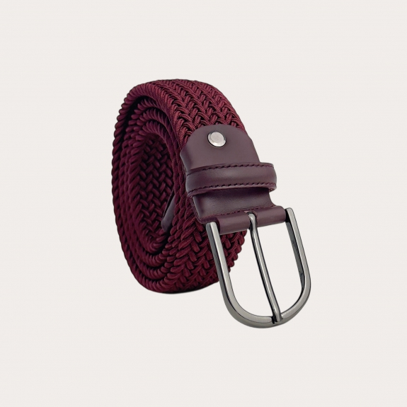 Woven elastic belt in bordeaux