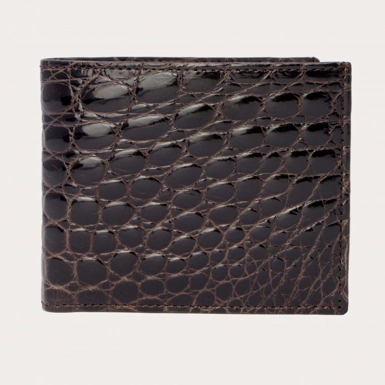 Herren Krokodile Brieftasche mit kapple, dunkelbraun