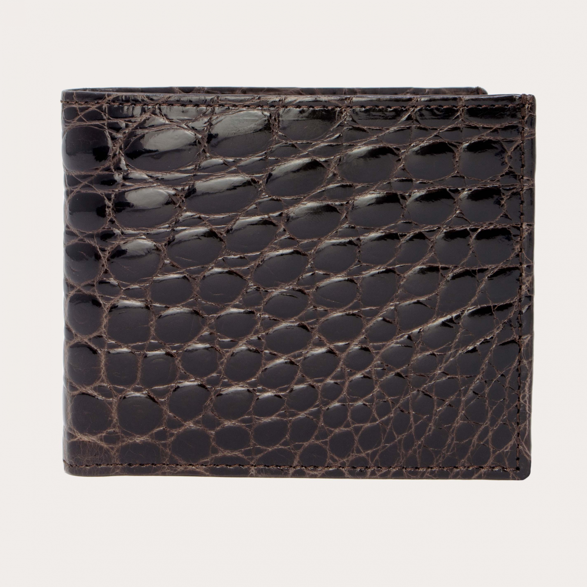 Cartera de hombre en piel de cocodrilo, marrón oscuro