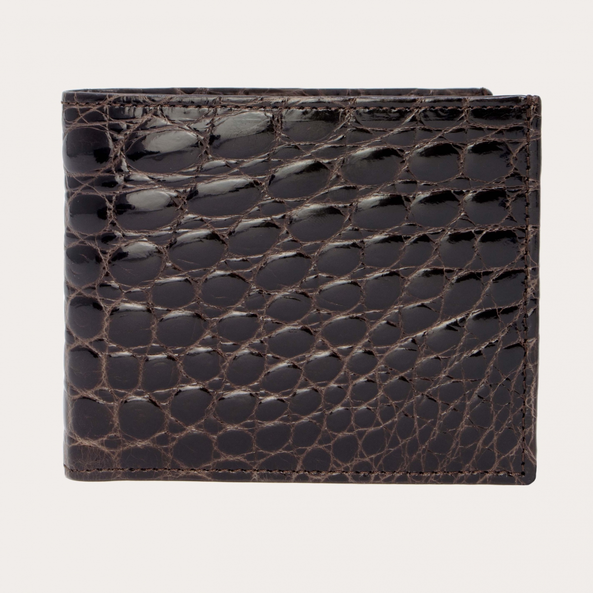 Cartera de hombre en piel de cocodrilo, marrón oscuro