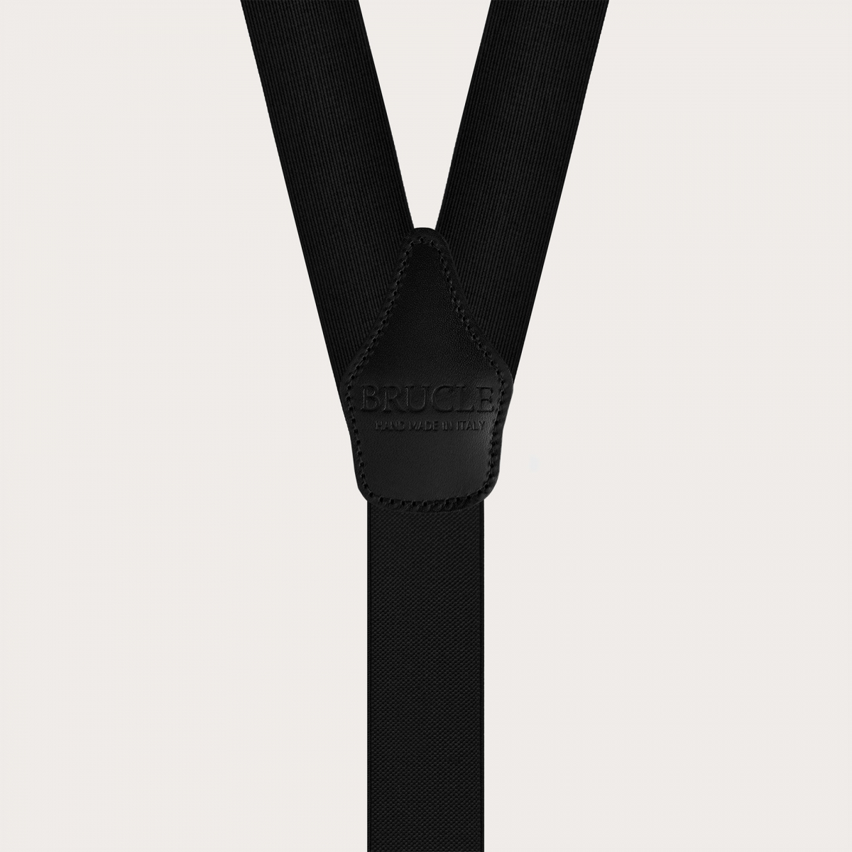 Black silk suspenders for buttons with gold-tone metal parts